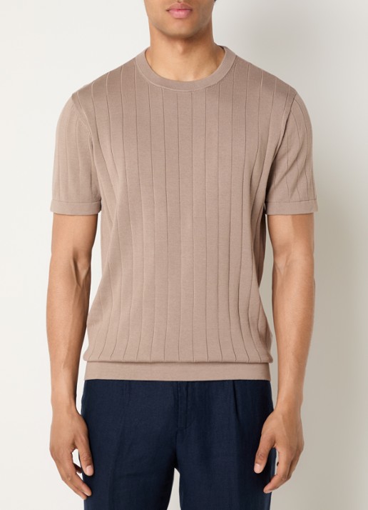 Boggi Milano T-shirt in zijdeblend met ronde hals