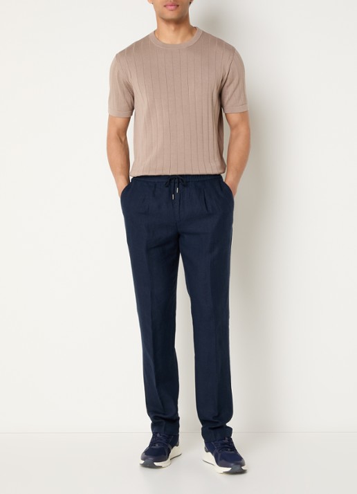 Boggi Milano T-shirt in zijdeblend met ronde hals - voorkant 2 zand