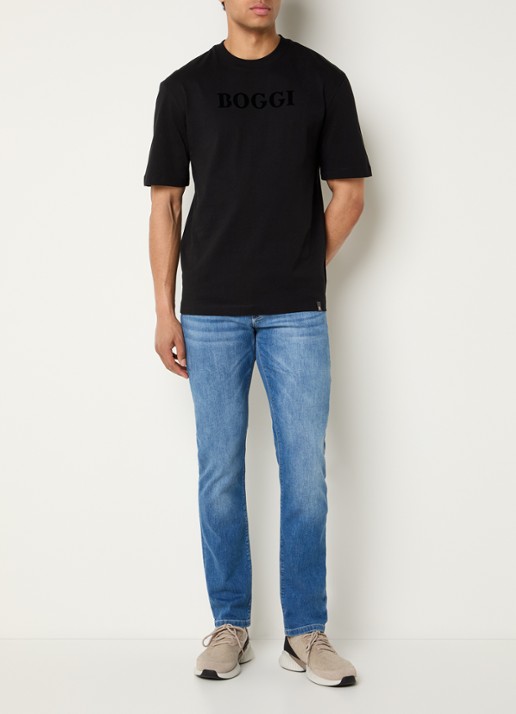 Boggi Milano T-shirt met logoprint - voorkant 3 zwart