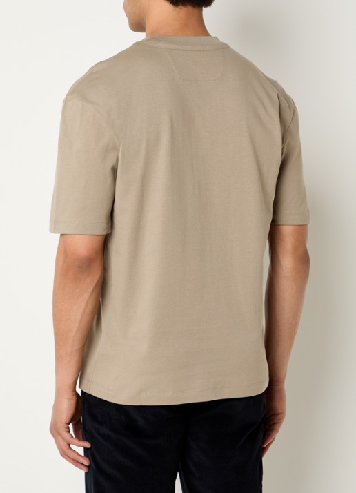 Boggi Milano T-shirt met ronde hals - achterkant donkerbeige