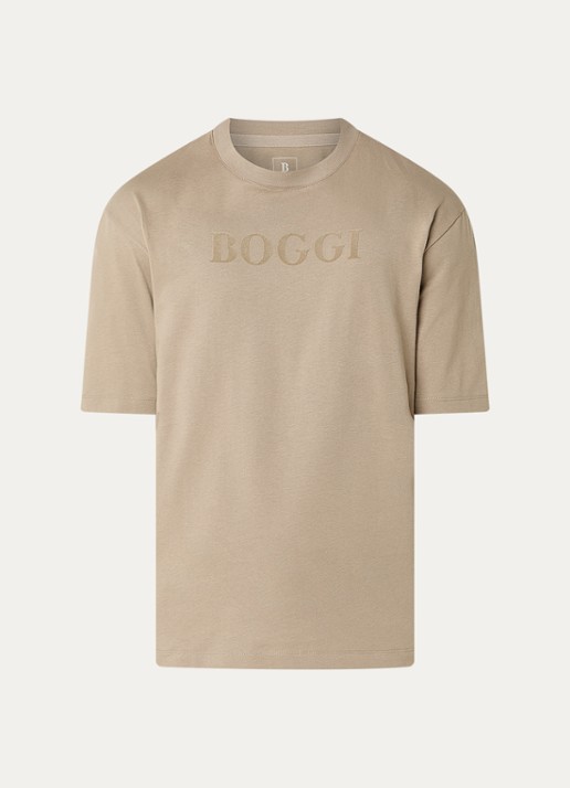Boggi Milano T-shirt met ronde hals - voorkant 2 donkerbeige