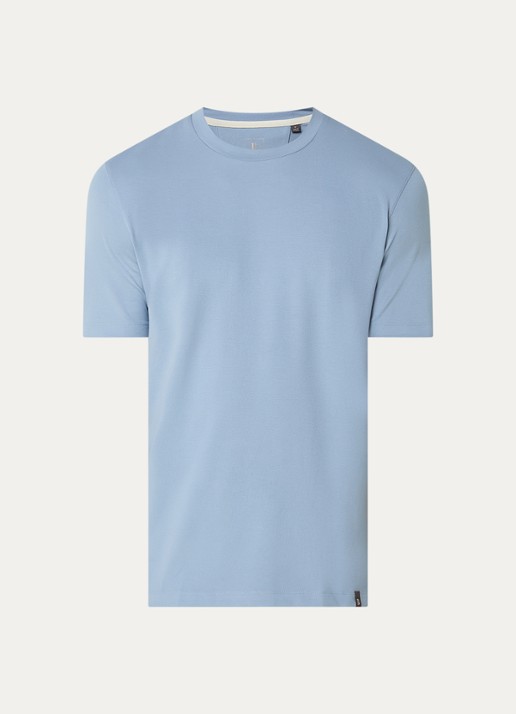 Boggi Milano T-shirt met ronde hals - voorkant staalblauw