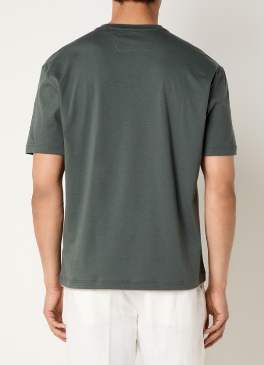 Boggi Milano T-shirt met ronde hals - achterkant legergroen