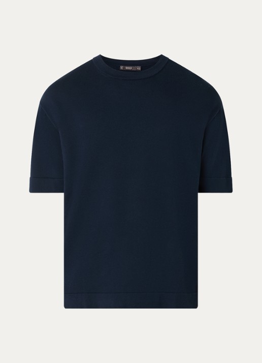 Boggi Milano T-shirt met ronde hals - voorkant 2 donkerblauw