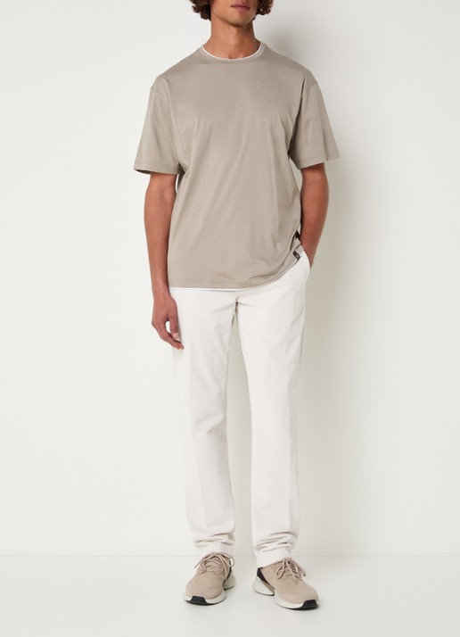 Boggi Milano T-shirt met ronde hals - voorkant 4 donkerbeige