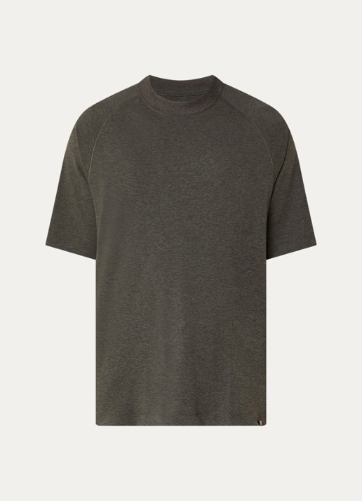 Boggi Milano T-shirt met ronde hals - voorkant bronsgroen
