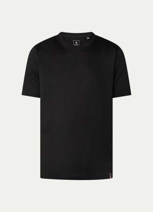 Boggi Milano T-shirt met stretch - voorkant 3 zwart