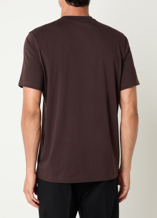 Boggi Milano T-shirt met stretch - achterkant 3 donkerbruin