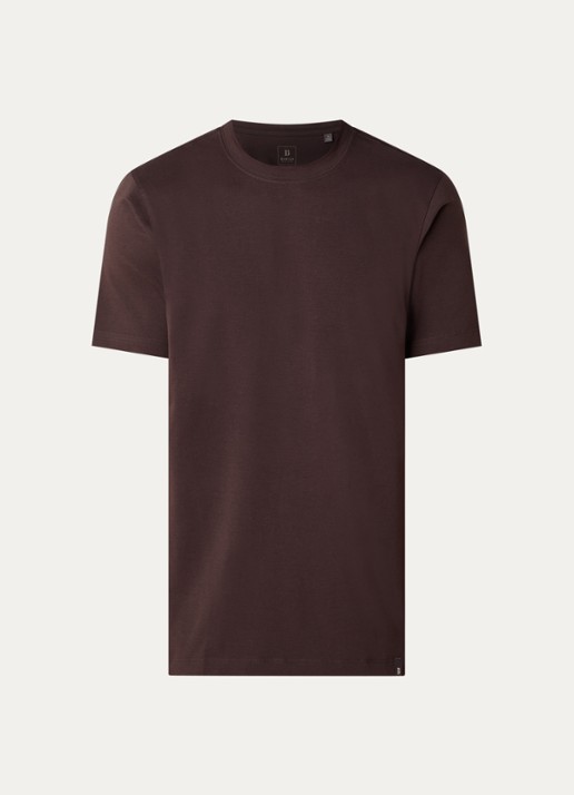 Boggi Milano T-shirt met stretch - voorkant donkerbruin