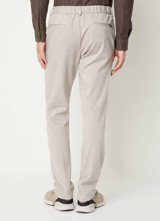 Boggi Milano Tapered fit pantalon met gemêleerd dessin - achterkant zand