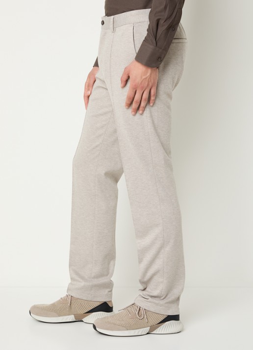 Boggi Milano Tapered fit pantalon met gemêleerd dessin - detail 3 zand