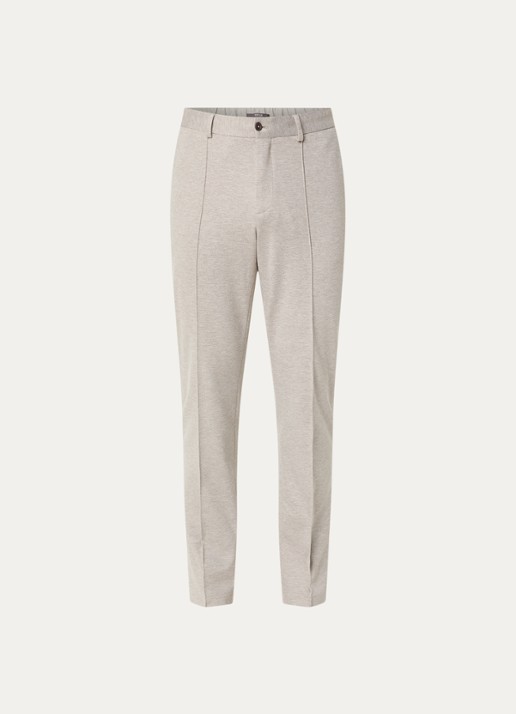 Boggi Milano Tapered fit pantalon met gemêleerd dessin - voorkant 4 zand