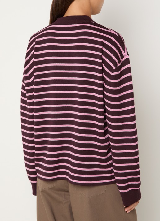 Boii Studios Adanne polo met streepprint - achterkant 4 aubergine