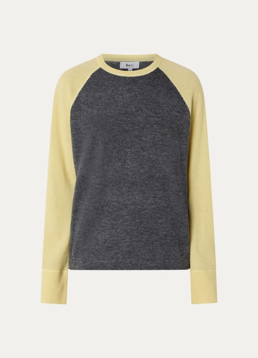 Boii Studios Pullover in wolblend met ronde hals - voorkant donkergrijs