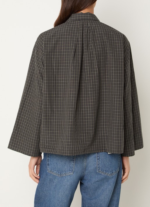 Boii Studios Tinsi blouse met ruitdessin - achterkant 4 groen