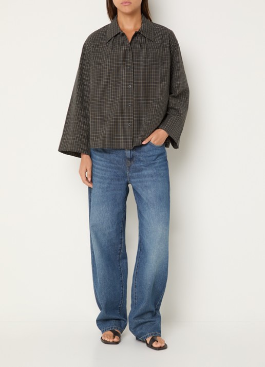 Boii Studios Tinsi blouse met ruitdessin - voorkant 2 groen