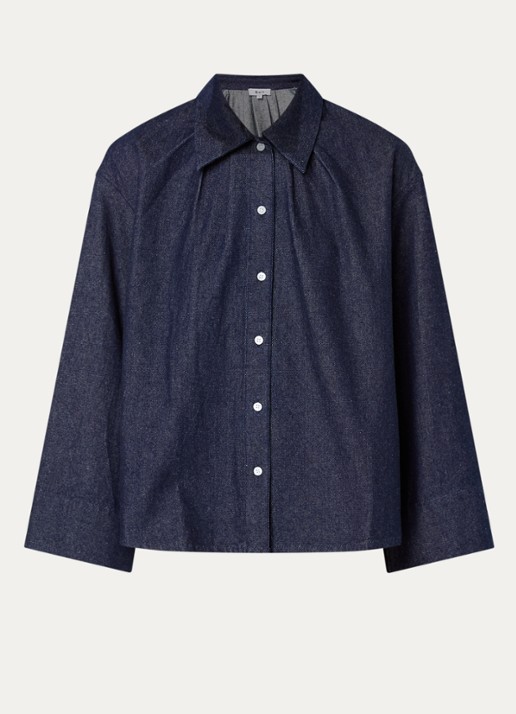 Boii Studios Tinsi oversized blouse van denim  - voorkant 3 jeans