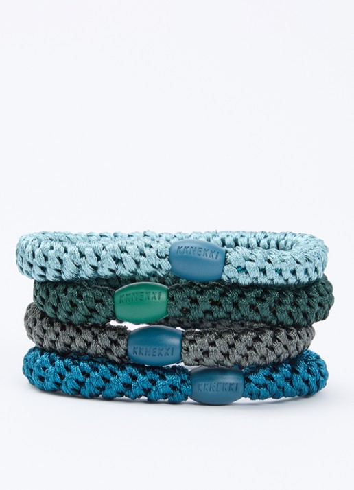 Bon Dep Bundle 50 gevlochten haarelastiekjes in 4-pack  - voorkant blauw