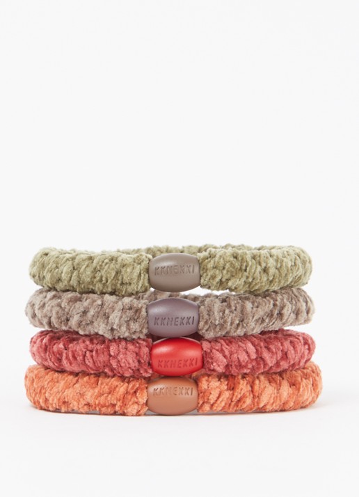 Bon Dep Gevlochten haarelastiekjes in 4-pack - detail bordeauxrood