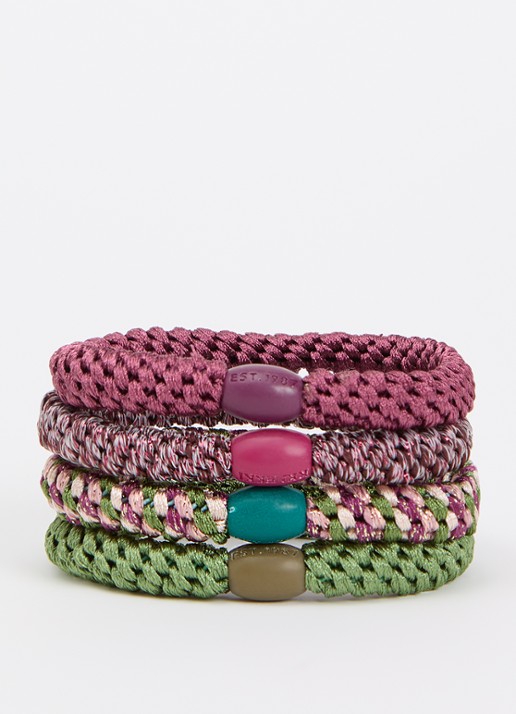 Bon Dep Gevlochten haarelastiekjes met lurex in 4-pack