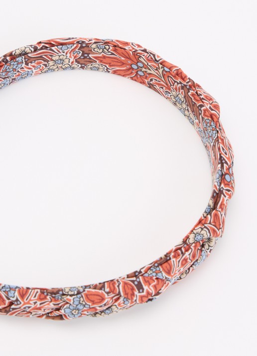 Bon Dep Haarband met bloemenprint - voorkant 2 steenrood
