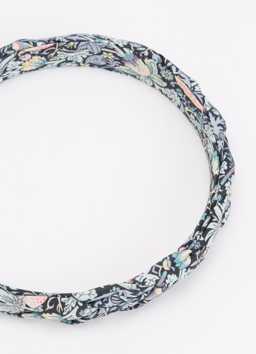 Bon Dep Haarband met bloemenprint - voorkant 2 donkerblauw