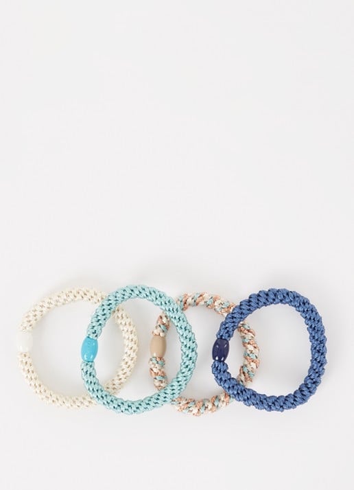 Bon Dep Kknekki Bundle 13 gevlochten haarelastiekjes in 4-pack - voorkant blauw