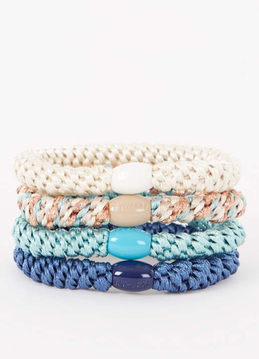 Bon Dep Kknekki Bundle 13 gevlochten haarelastiekjes in 4-pack - voorkant 2 blauw