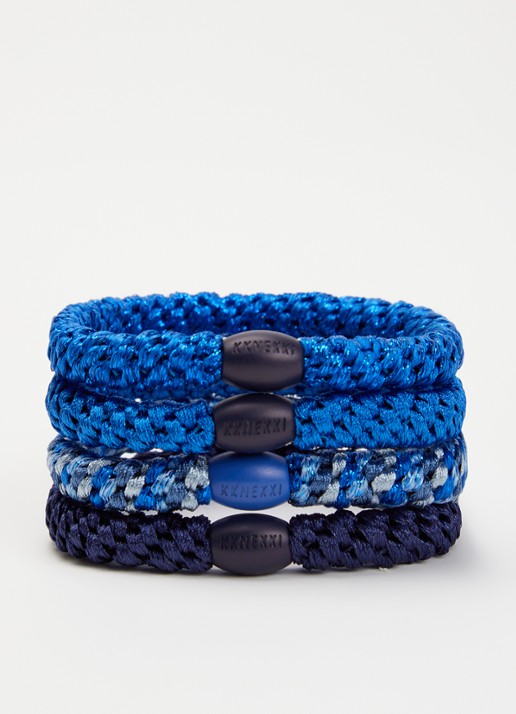 Bon Dep Kknekki Bundle 60 haarelastiekjes met lurex in 4-pack - voorkant 2 kobaltblauw