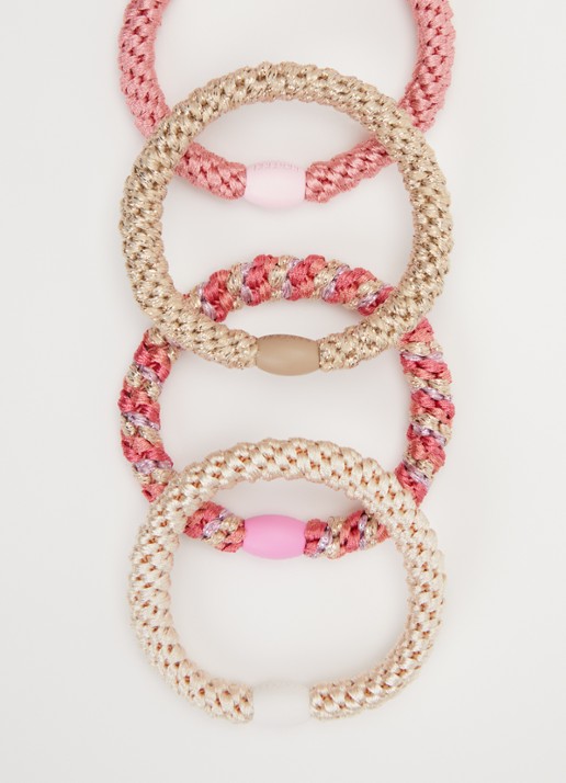 Bon Dep Kknekki Bundle 61 haarelastiekjes met lurex in 4-pack - detail roze