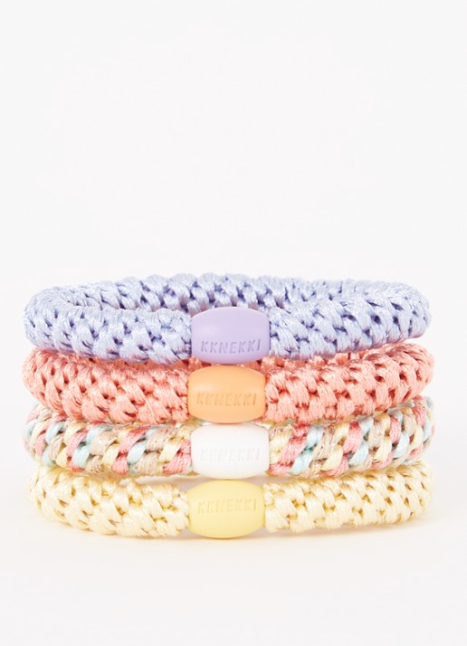 Bon Dep Kknekki Bundle gevlochten haarelastiekjes in 4-pack - voorkant 3 abrikoos