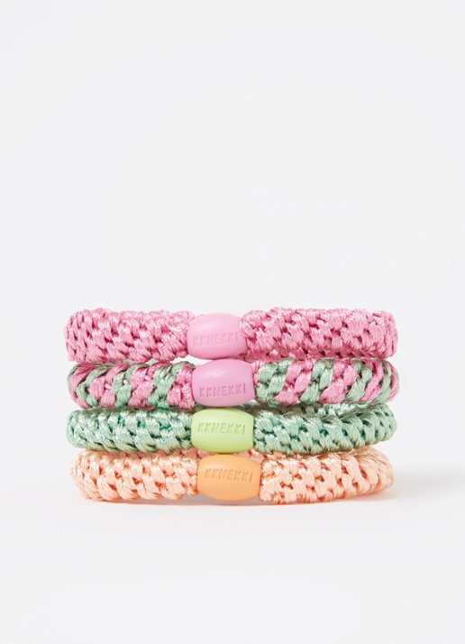 Bon Dep Kknekki gevlochten haarelastiekjes in 4-pack - detail 2 roze