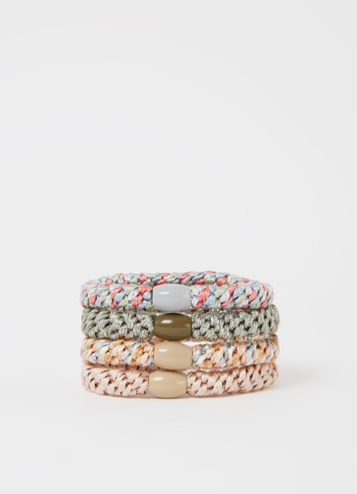 Bon Dep Kknekki gevlochten haarelastiekjes met lurex in 4-pack - detail 2 multicolor
