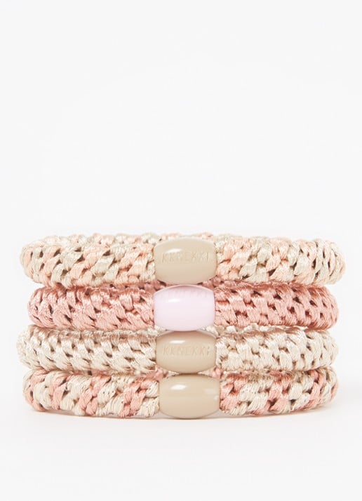 Bon Dep Kknekki gevlochten haarelastiekjes met lurex in 4-pack