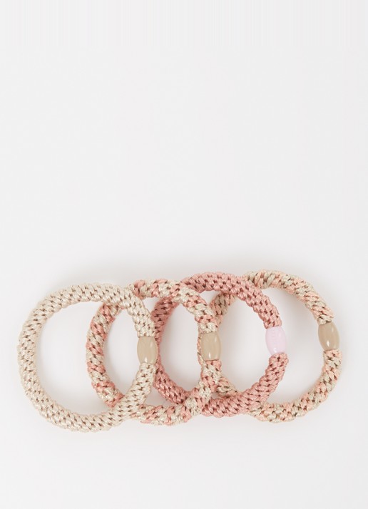 Bon Dep Kknekki gevlochten haarelastiekjes met lurex in 4-pack - voorkant 2 multicolor