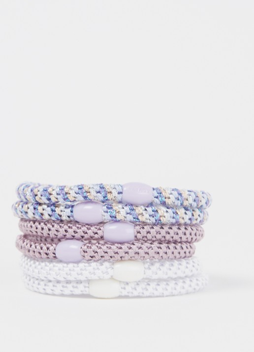Bon Dep Kknekki gevlochten haarelastiekjes met lurex in 6-pack - detail 2 lila