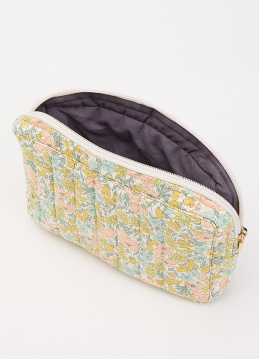 Bon Dep Liberty Poppy & Daisy small toilettas met bloemenprint  - voorkant 2 groen