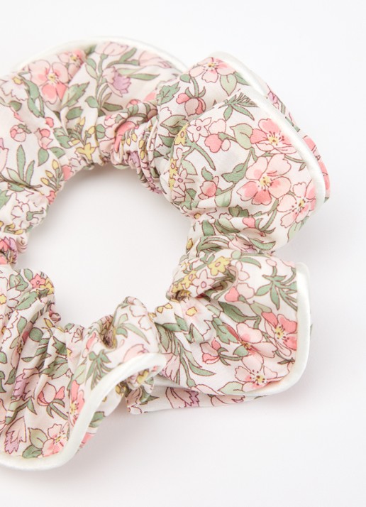 Bon Dep Scrunchie met bloemenprint  - detail 2 roze