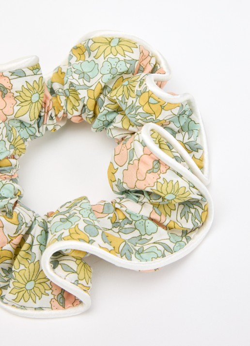 Bon Dep Scrunchie met bloemenprint  - detail groen