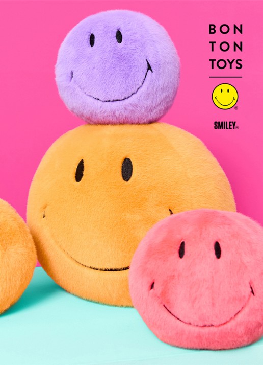Bon Ton Toys Smiley Fuzzy knuffel 13 cm - voorkant 3 paars