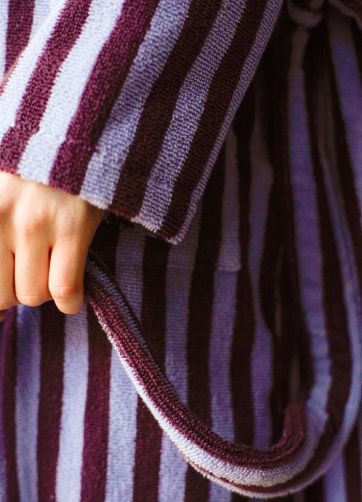 Bongusta Naram badjas met streepprint - detail lavendel