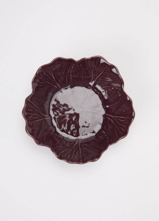 Bordallo Pinheiro Cabbage serveerschaal 14 cm - voorkant 2 aubergine