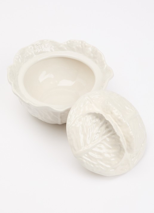 Bordallo Pinheiro Cabbage terrine met deksel 15 cm - voorkant 2 gebroken wit