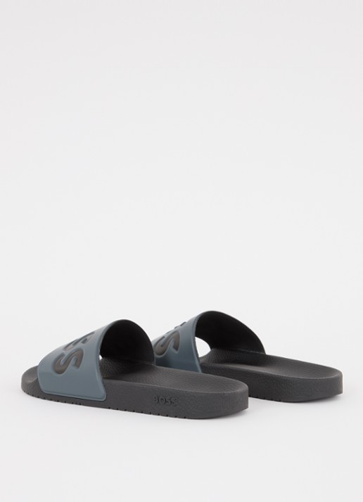 BOSS Aryeh slipper met logo - achterkant 5 donkergrijs