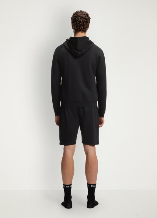 BOSS Authentic sweatvest met capuchon en logo - achterkant black-004 / zwart