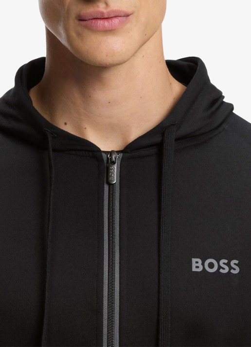 BOSS Authentic sweatvest met capuchon en logo - detail 5 black-004 / zwart