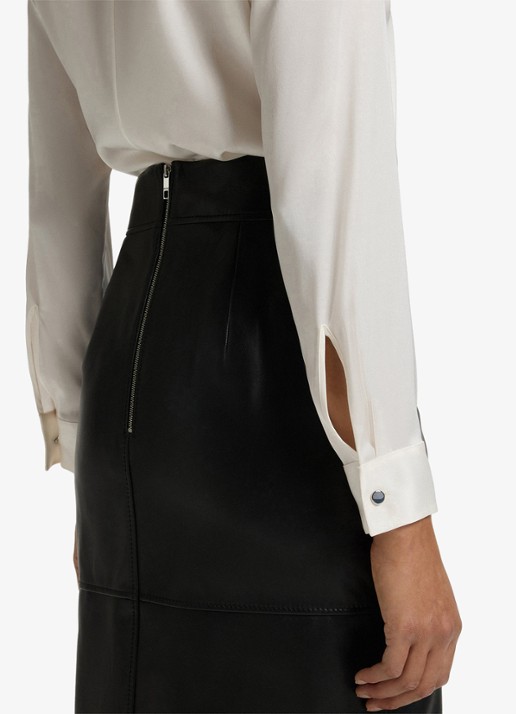 BOSS Banorah blouse in zijdeblend - detail 6 open white-118 / wit