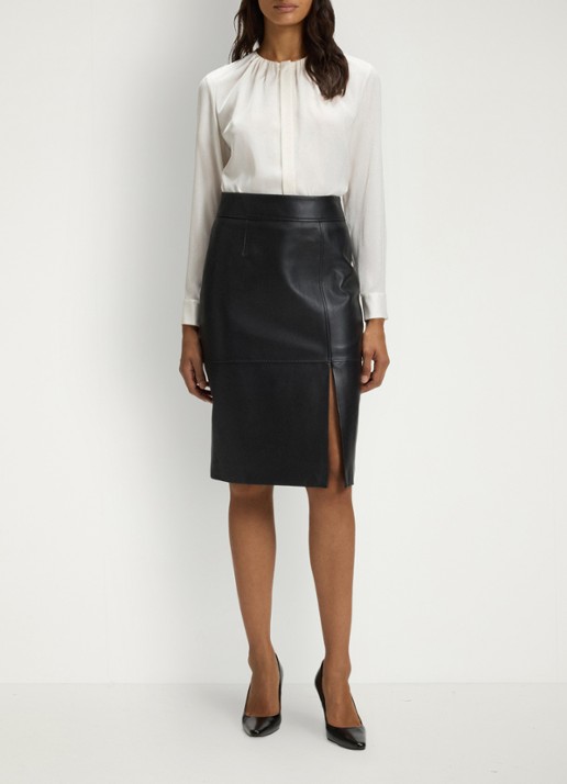 BOSS Banorah blouse in zijdeblend - voorkant 3 open white-118 / wit