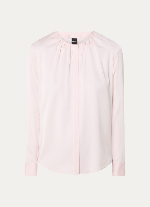 BOSS Banorah blouse in zijdeblend - voorkant 3 light/pastel pink-685 / roze