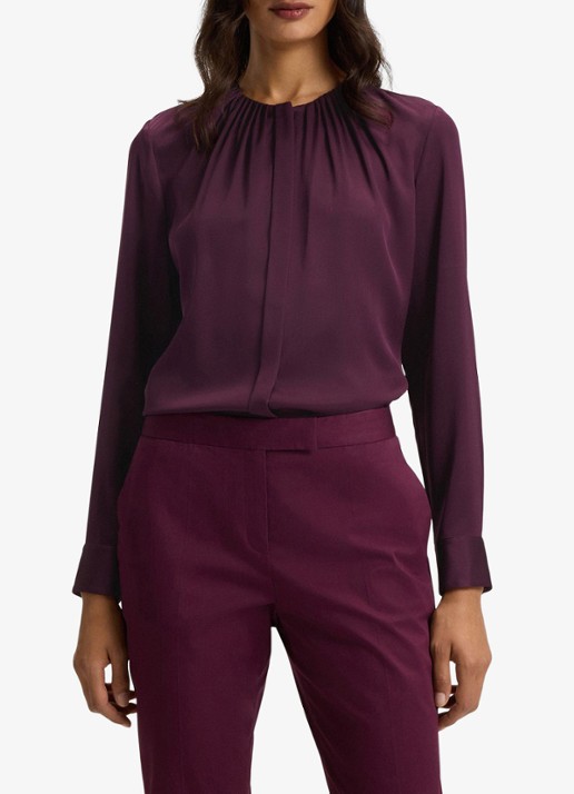 BOSS Banorah blouse in zijdeblend - detail open purple-557 / paars